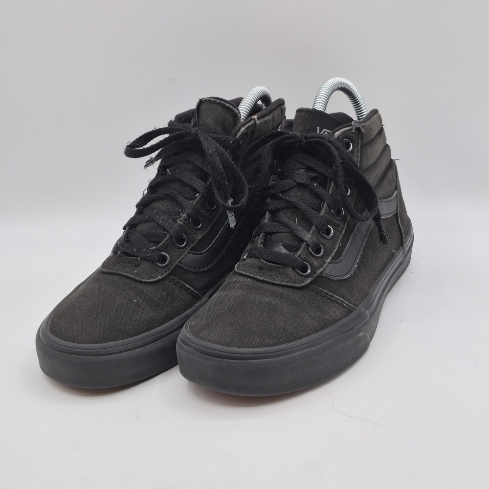 Vans Shoes Womens Size 7 Black Canvas Mid Top Lace Up Skate Sneakers 500714 - Picture 5 of 12